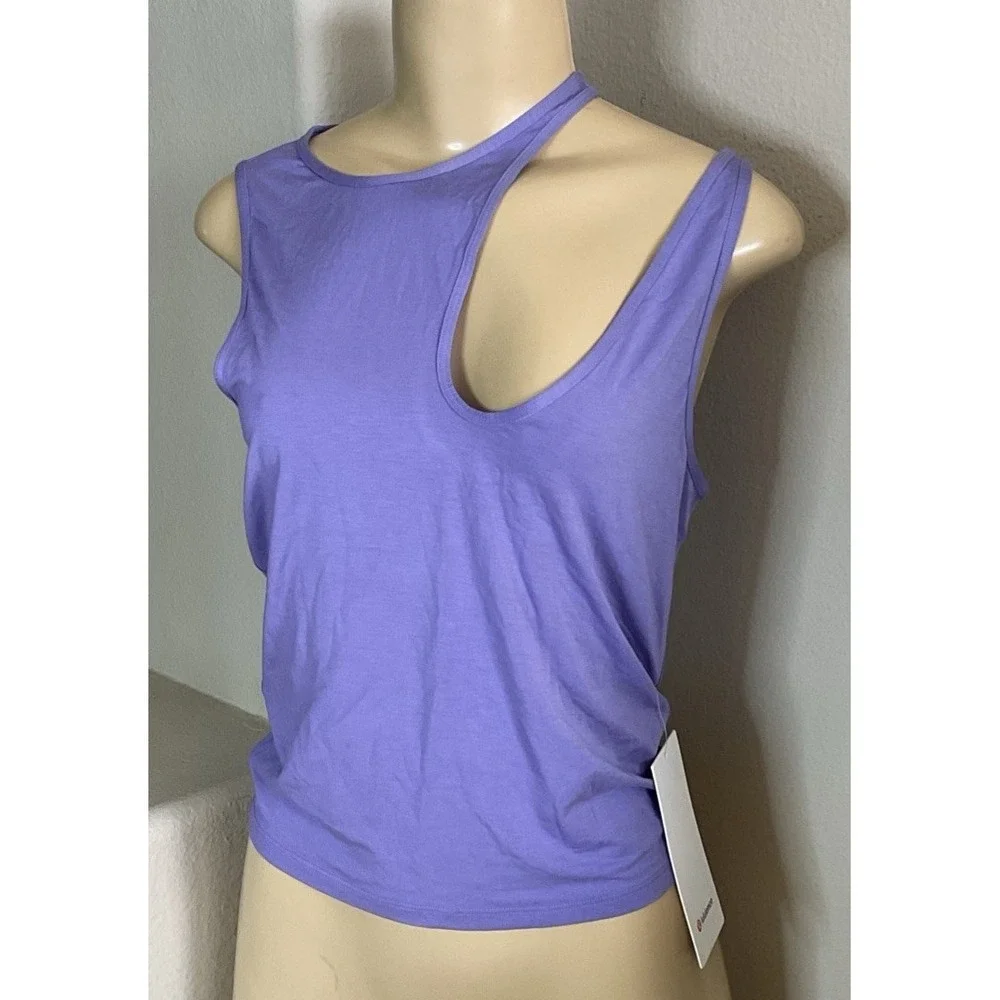 Lululemon Tank Top Shoulder Cut-Out Yoga Shirt Sz 8 Purple‎ Lavender NWT $68